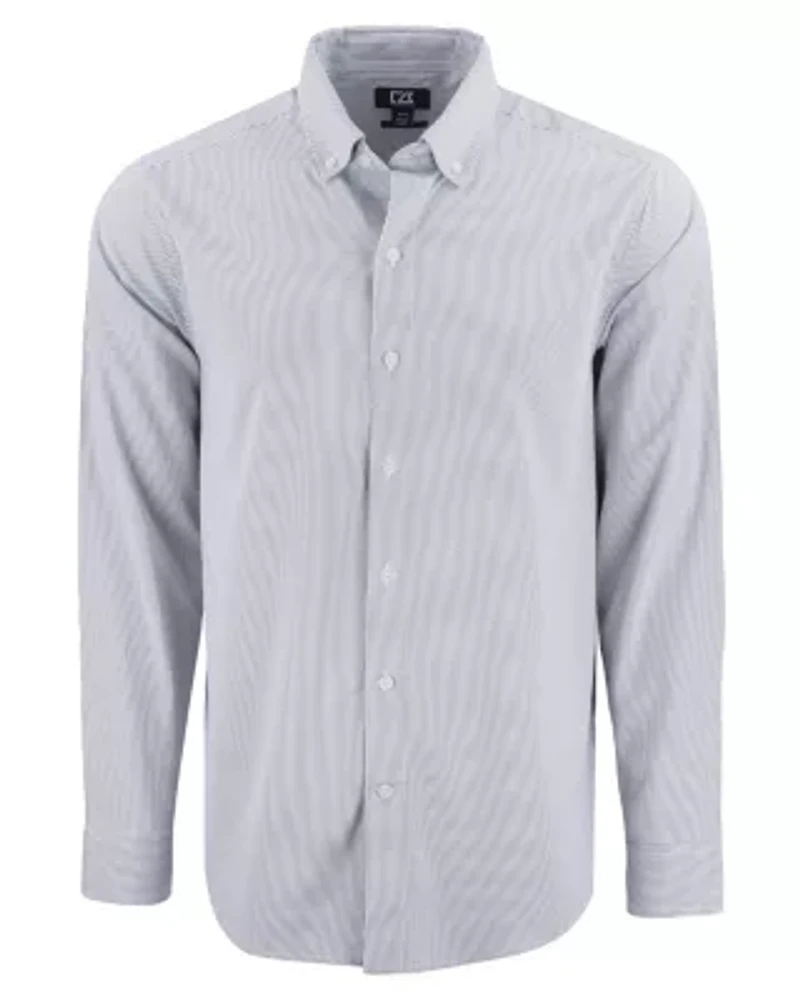 Cutter & Buck Skyline Epic Confidence Recycled Pinstripe Mens Big Tall Long Sleeve Dress Shirt