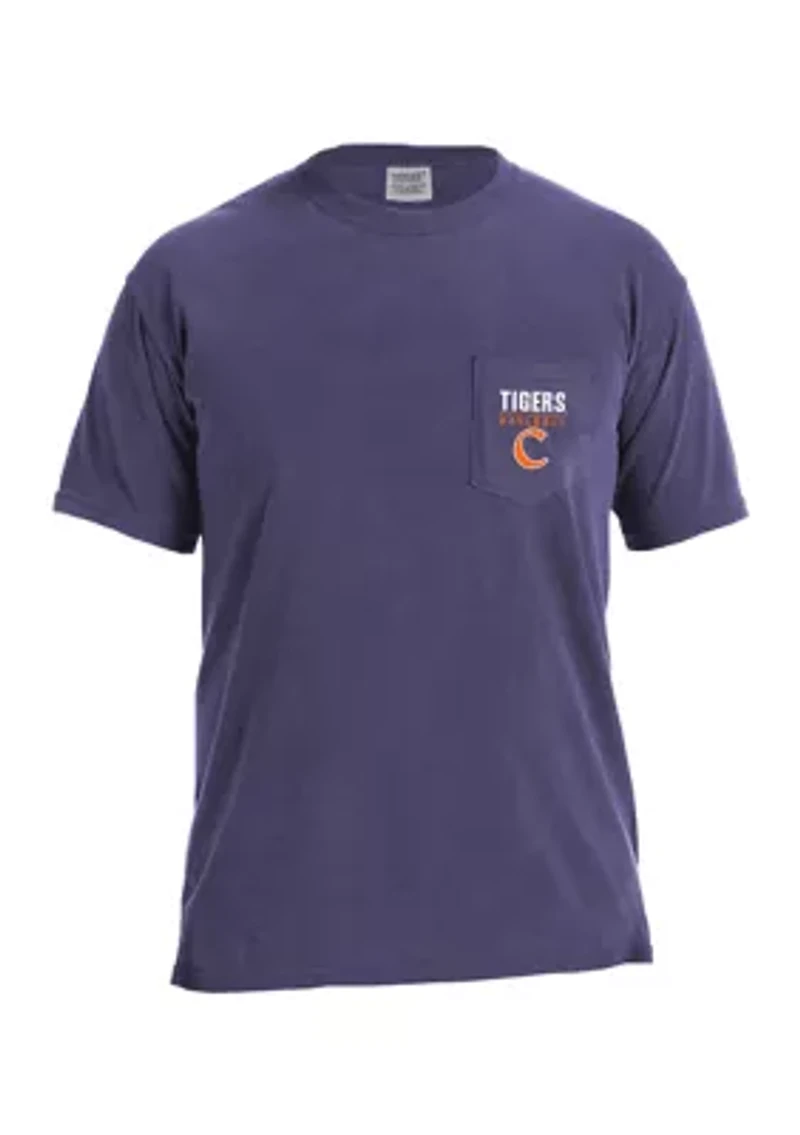 NCAA Clemson Tigers Comfort Color Pocket T-Shirt - Baseball Frame