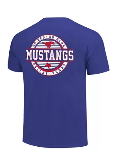 NCAA SMU Mustangs Striped Stamp Comfort Color T-Shirt