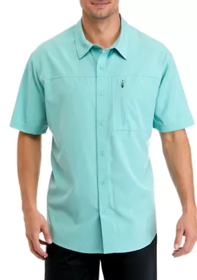 Men's Short Sleeve Woven Hybrid Shirt