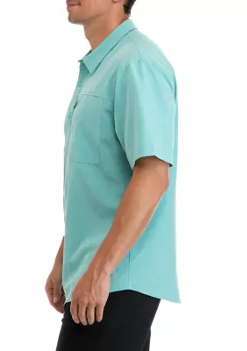 Men's Short Sleeve Woven Hybrid Shirt