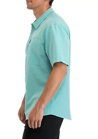 Men's Short Sleeve Woven Hybrid Shirt