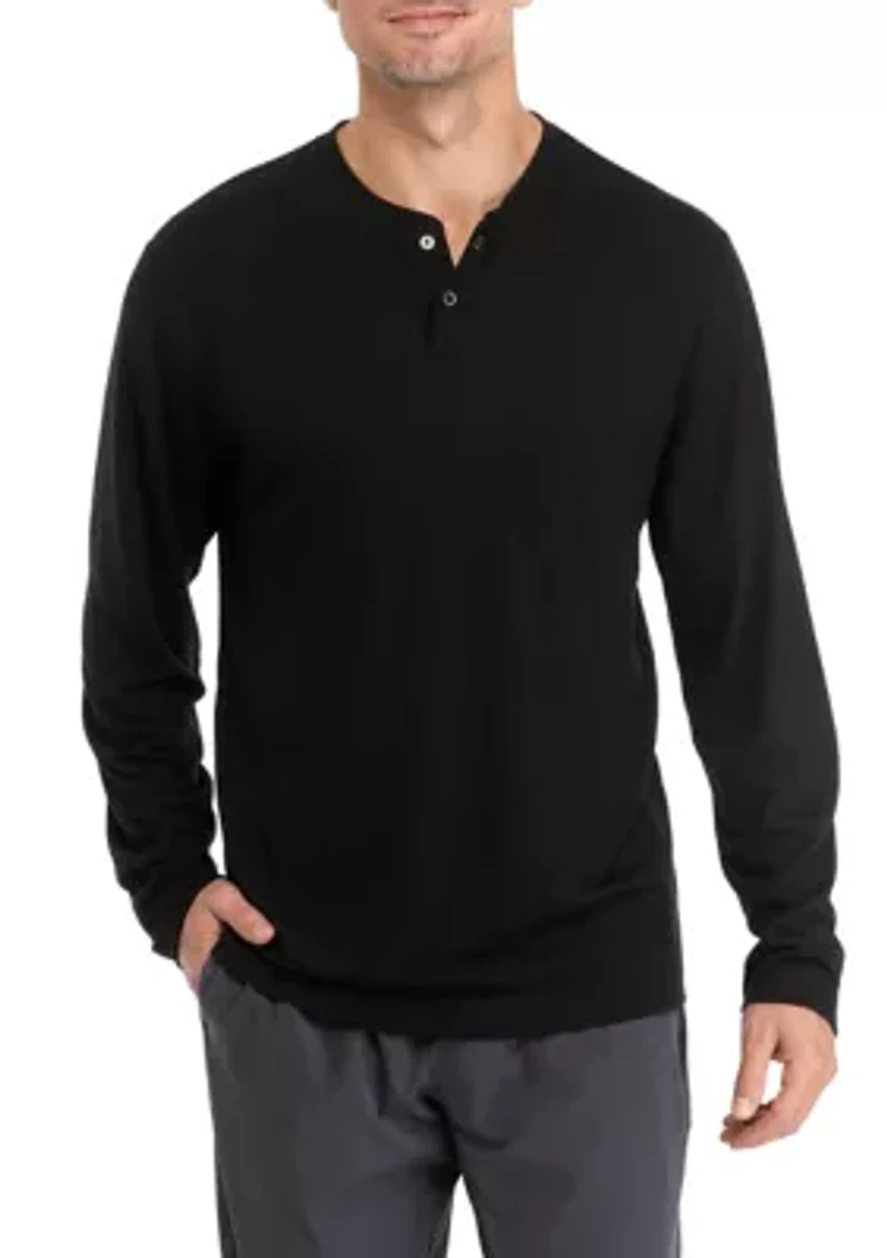 Long Sleeve Brushed Henley Pullover