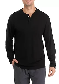 Long Sleeve Brushed Henley Pullover