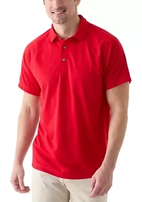 Men's Textured Raglan Polo Shirt