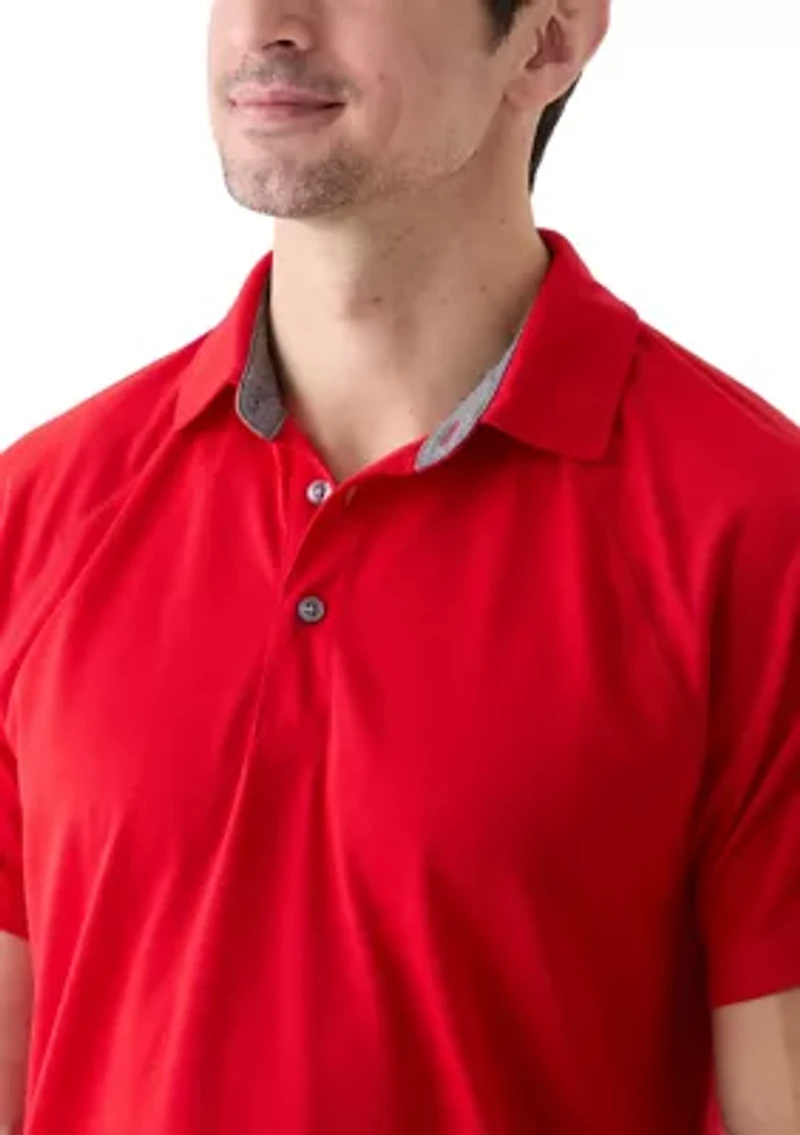 Men's Textured Raglan Polo Shirt
