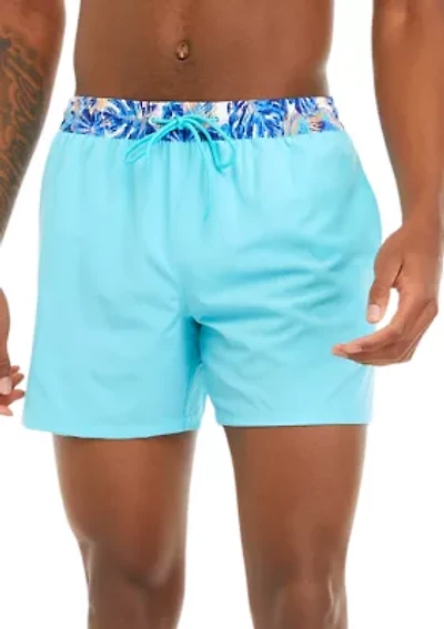 Printed Waistband Swim Trunks