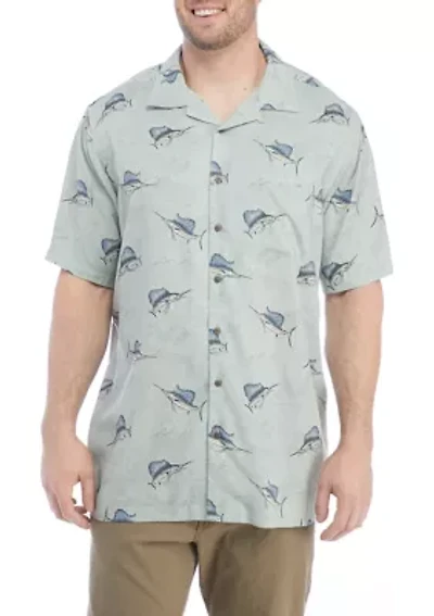 Big & Tall Short Sleeve Iron Gray Button-Down Shirt