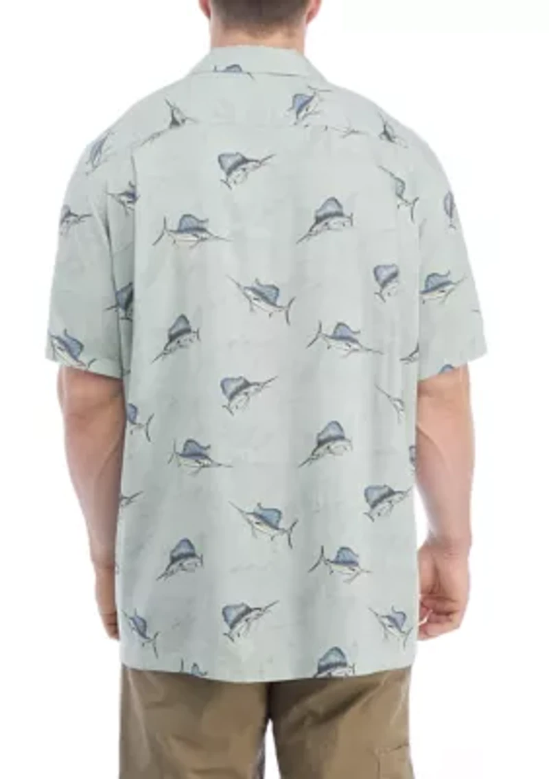 Big & Tall Short Sleeve Iron Gray Button-Down Shirt