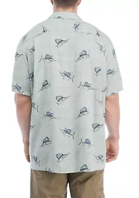 Big & Tall Short Sleeve Iron Gray Button-Down Shirt