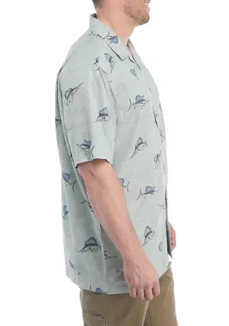 Big & Tall Short Sleeve Iron Gray Button-Down Shirt