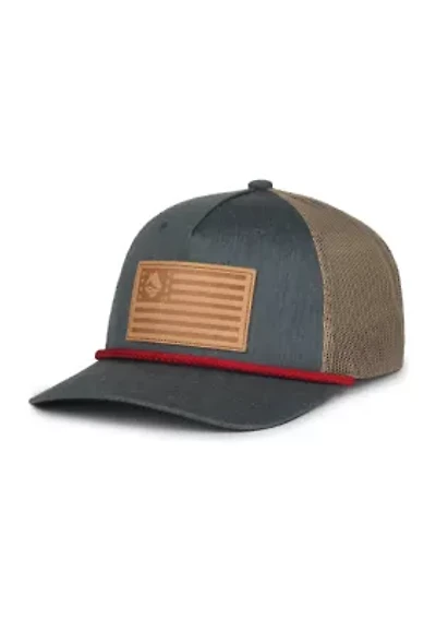 Leather Flag Badge Snapback Hat