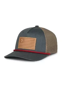 Leather Flag Badge Snapback Hat