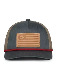 Leather Flag Badge Snapback Hat