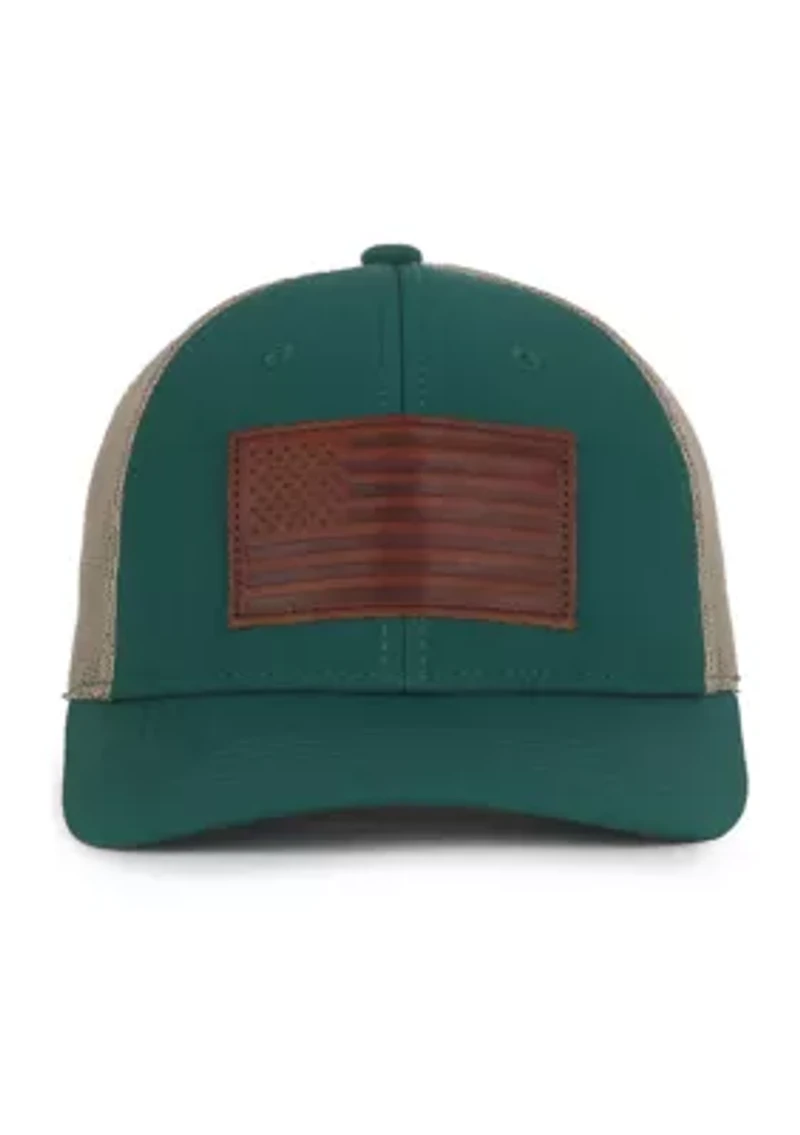 Leather Flag Badge Cap