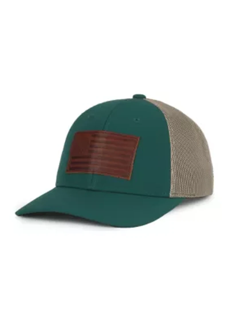 Leather Flag Badge Cap