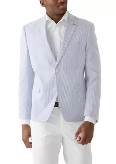 Chambray Seersucker Stripe Suit Separate Jacket