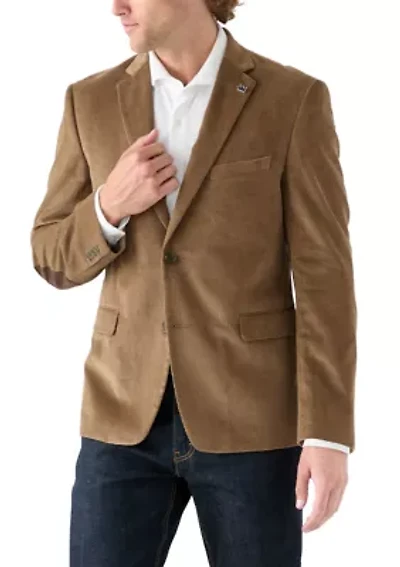 Men's Corduroy Sport Coat with Faux Suede Elbow Patch