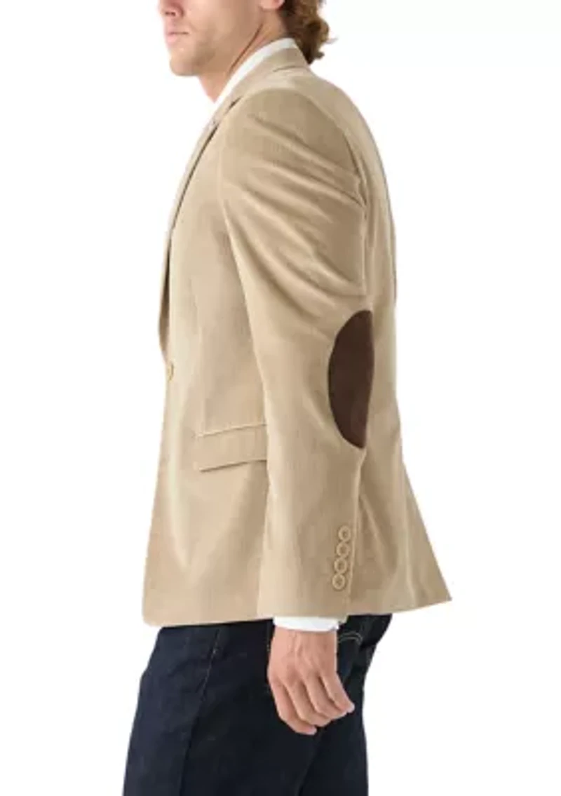Men's Corduroy Sport Coat with Faux Suede Elbow Patch