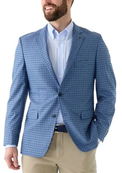 Navy Check Printed Suit Jacket