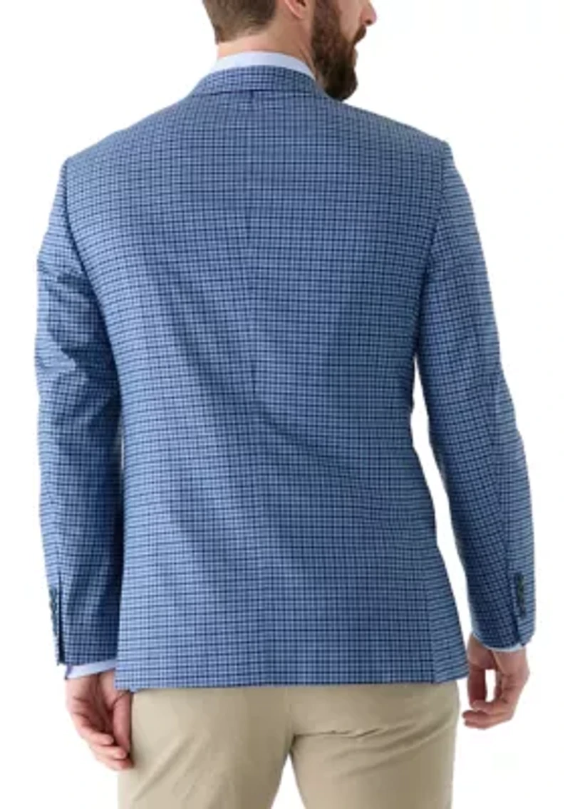 Navy Check Printed Suit Jacket