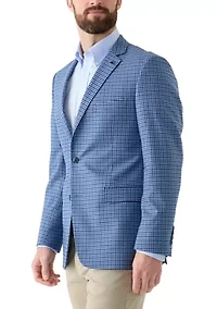 Navy Check Printed Suit Jacket