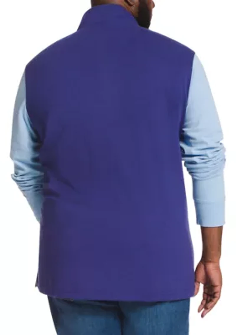 Big & Tall Long Sleeve Quarter Zip Mock Neck Birdseye Knit Pullover