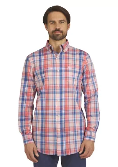Men's Long Sleeve Plaid Poplin Shirt