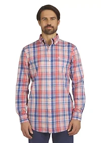Men's Long Sleeve Plaid Poplin Shirt