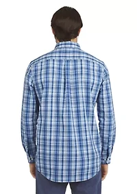 Men's Long Sleeve Plaid Poplin Shirt
