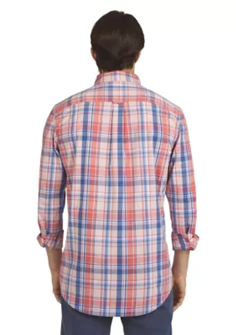Men's Long Sleeve Plaid Poplin Shirt