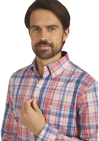 Men's Long Sleeve Plaid Poplin Shirt