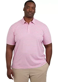 Big & Tall Short Sleeve Slub Button Front Polo Shirt