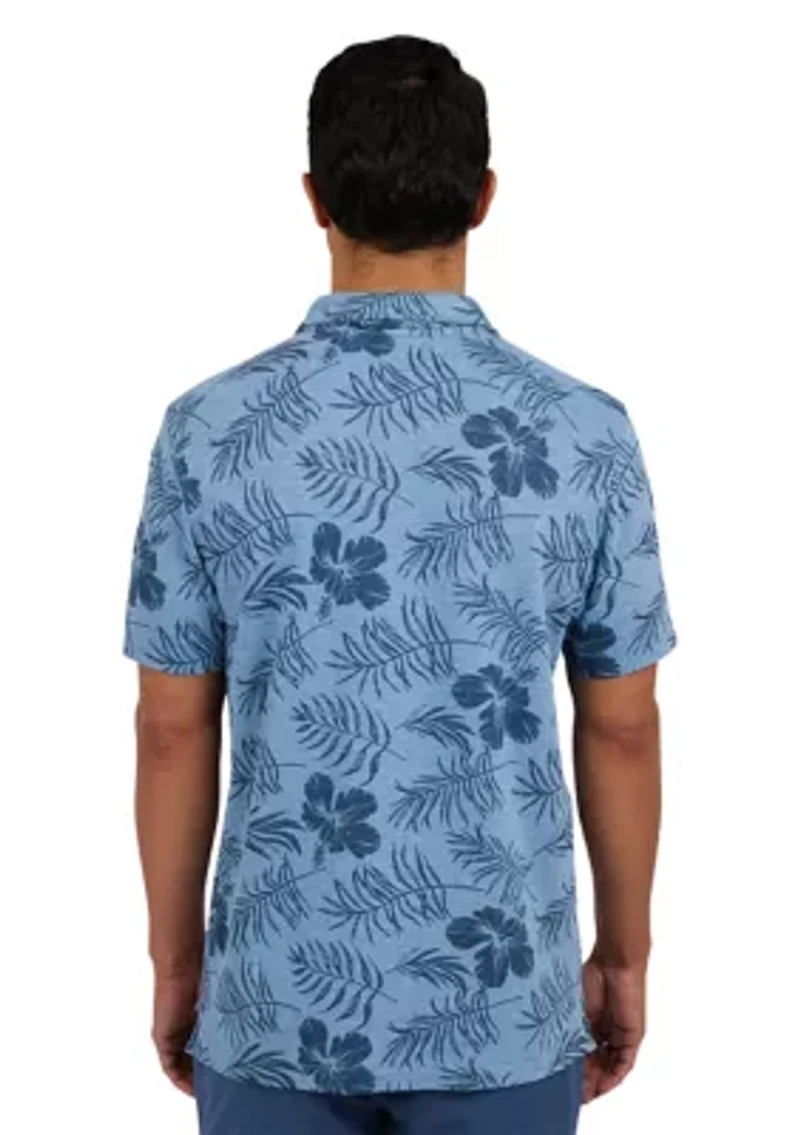 Short Sleeve Tropical Print Polo Shirt