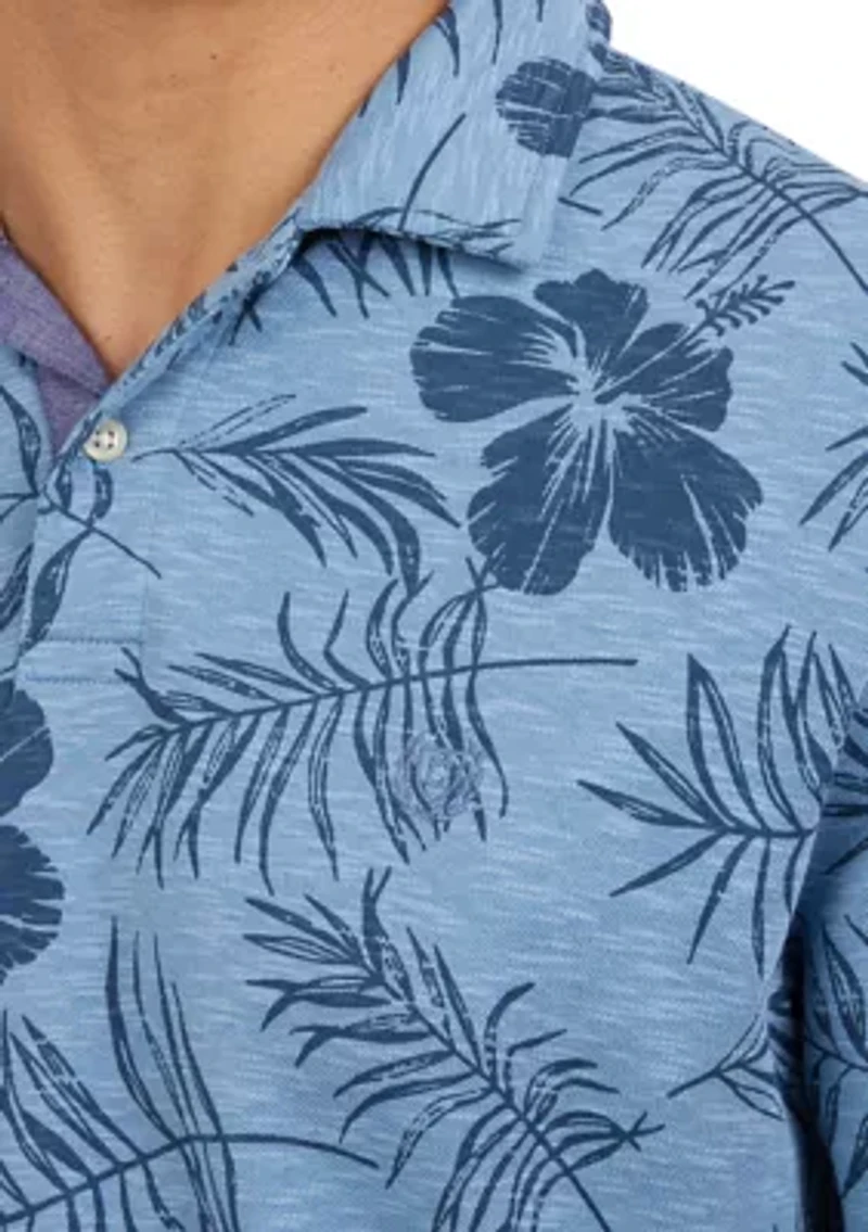 Short Sleeve Tropical Print Polo Shirt