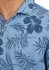 Short Sleeve Tropical Print Polo Shirt