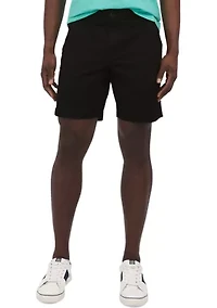 8" Flat Front Stretch Twill Shorts