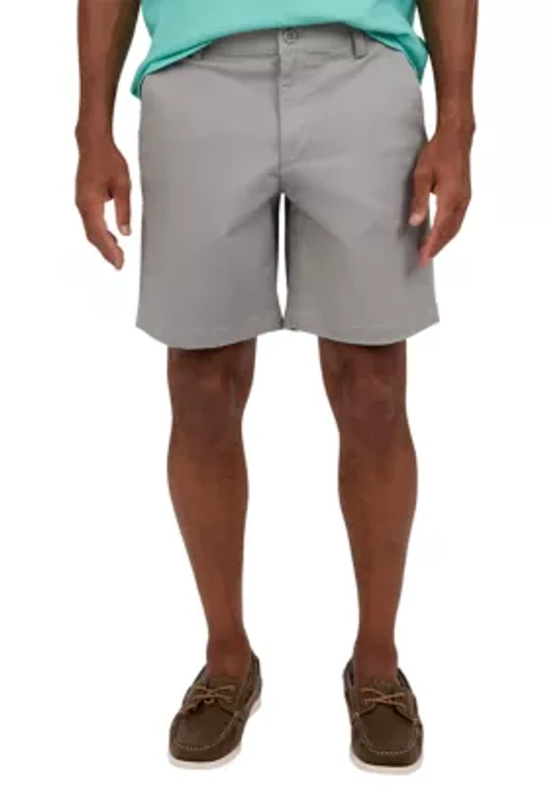 8" Flat Front Stretch Twill Shorts