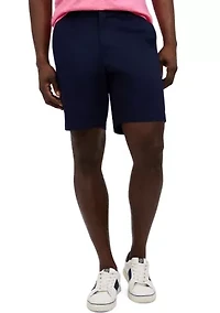 8" Flat Front Stretch Twill Shorts