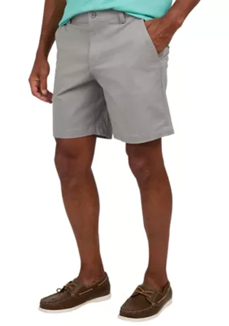 8" Flat Front Stretch Twill Shorts