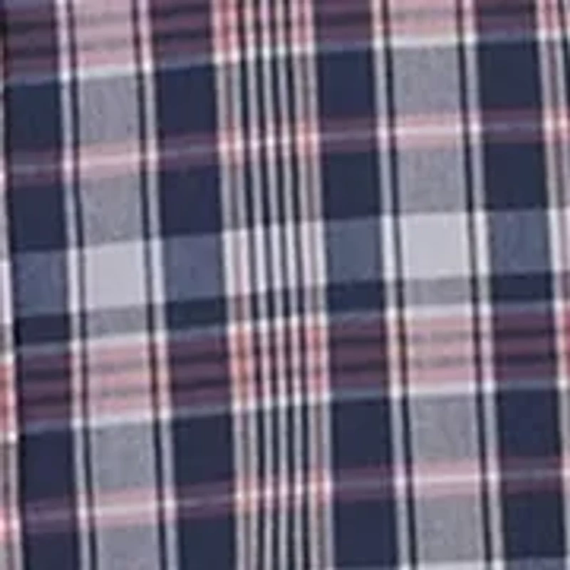 Short Sleeve Plaid Stretch Poplin Shirt
