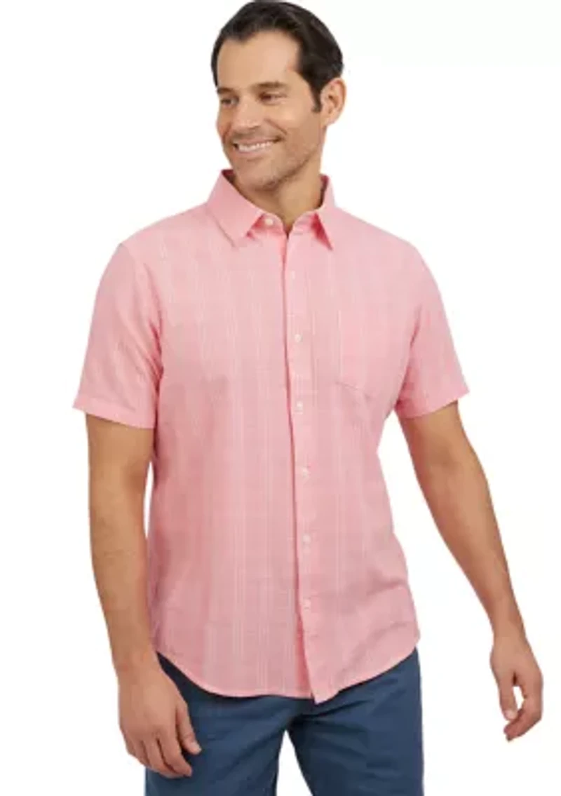 Short Sleeve Yarn Dyed Cotton Slub Shirt