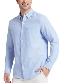 Men's Long Sleeve Linen Button Down Shirt