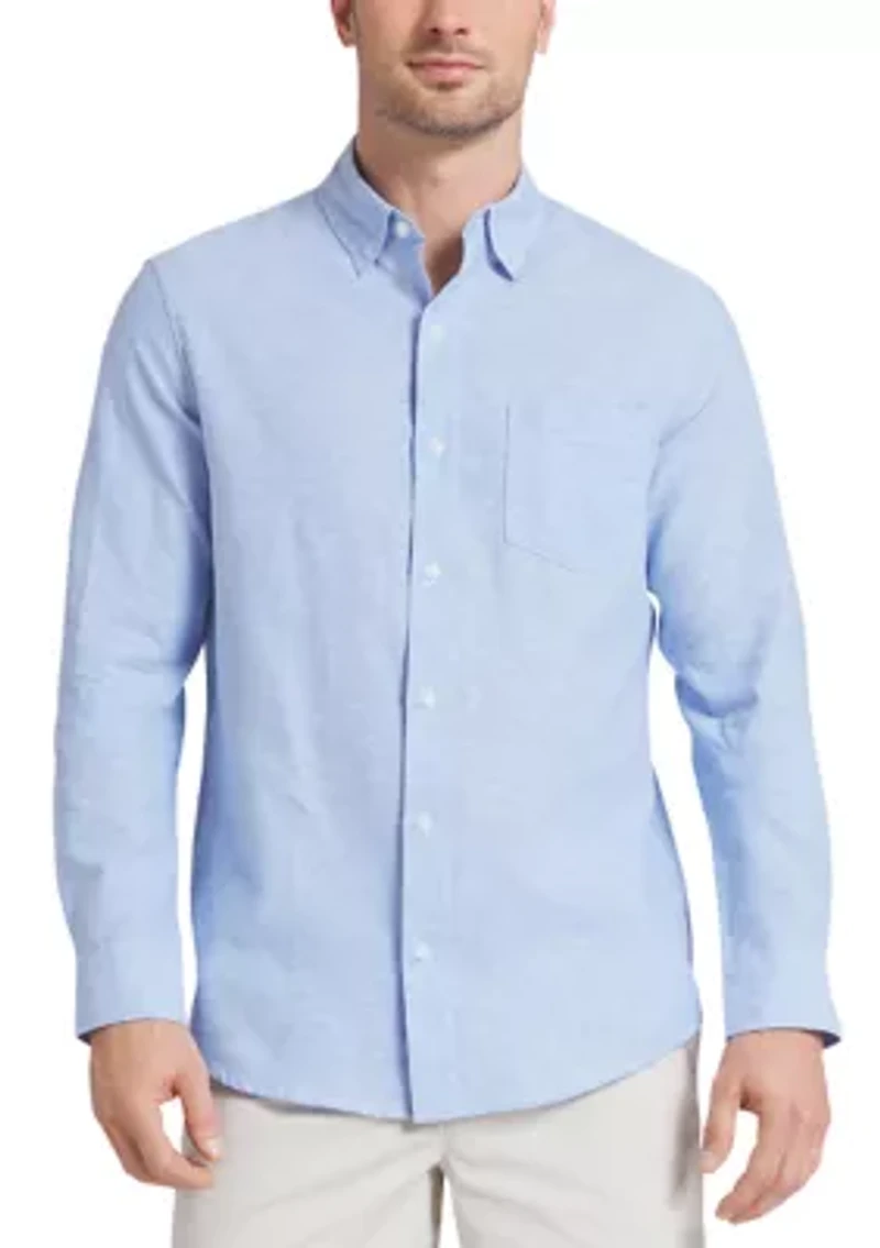 Men's Long Sleeve Linen Button Down Shirt