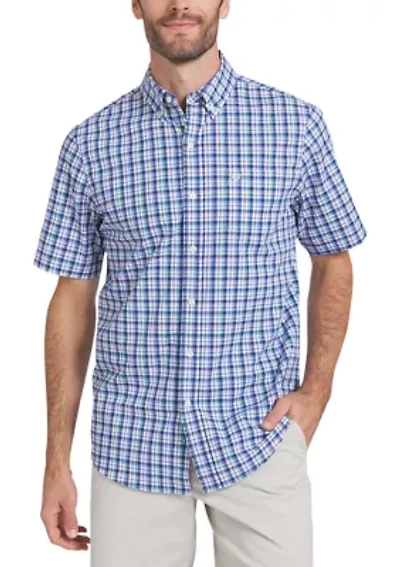 Men's Short Sleeve Poplin Plaid Shirt