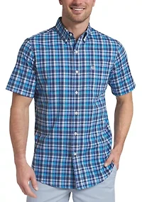 Men's Short Sleeve Poplin Plaid Shirt