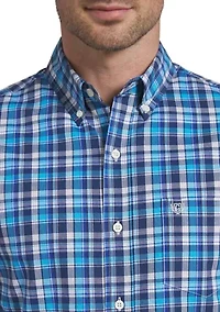 Men's Short Sleeve Poplin Plaid Shirt