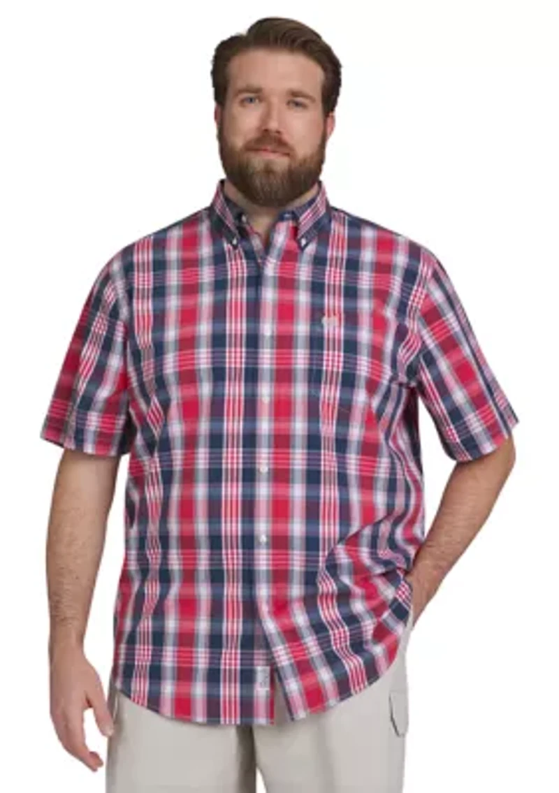Big & Tall Easy Care Plaid Printed Woven Americana Shirt