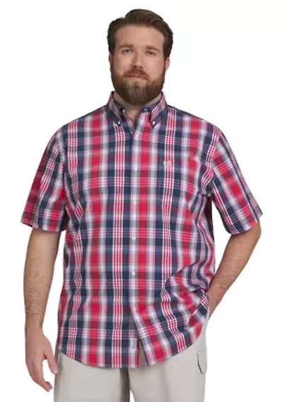 Big & Tall Easy Care Plaid Printed Woven Americana Shirt