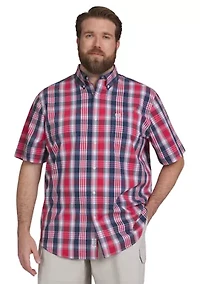 Big & Tall Easy Care Plaid Printed Woven Americana Shirt